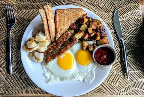 Fisherman's Breakfast at Skywalk Reversing Falls Restaurant, Saint John, New Brunswick