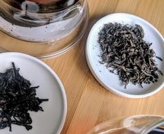 China pu'erh, wet and dry leaves