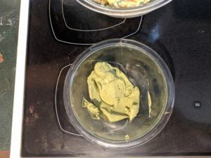 matcha shortbread being mixed