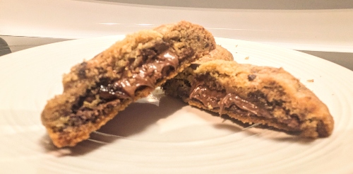 nutella hazel nut spread stuff cookie cut in half with filling showing